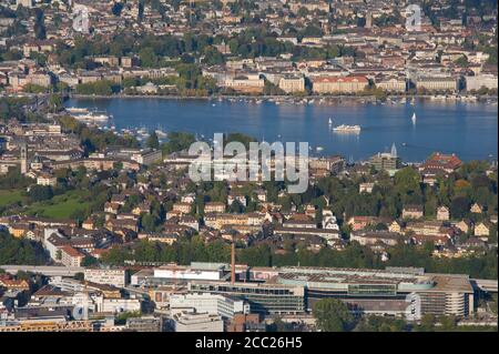 Schweiz, Zürich, Stadtbild und dem Zürichsee, erhöhten Blick Stockfoto