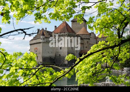 Schweiz, Montreux, Ansicht von Chateau De Chillon Stockfoto