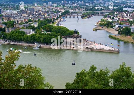 Deutschland, Rheinland-Pfalz, Koblenz, Blick auf Deutsches Eck Stockfoto