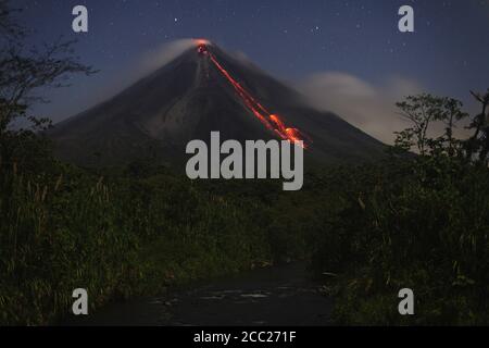 Costa Rica, Lavastrom von arenal Vulkanausbruch Stockfoto