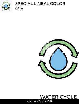 Wasserkreislauf spezielles lineales Farbvektorsymbol. Wasserkreislauf-Symbole für Ihr Geschäftsprojekt Stock Vektor