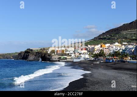 Spanien, Kanarische Inseln, Blick auf Häuser in Puerto Naos Stockfoto