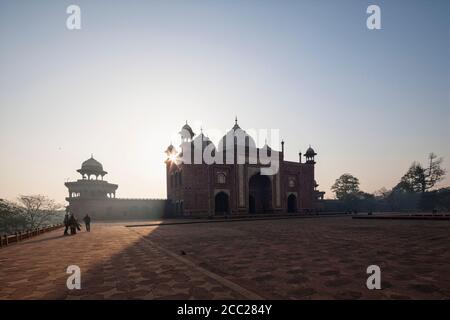 Indien, Uttar Pradesh, Agra, Anzeigen von Taj Mahal Stockfoto