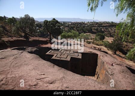 Äthiopien, Lalibela, die Felsenkirchen gehauen Stockfoto