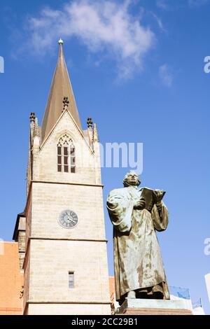 Deutschland, Erfurt, Luther Denkmal, Kaufmannskirche Stockfoto