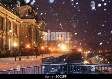 Deutschland, Sachsen, Dresden, Brühl Terrasse in der Nacht Stockfoto
