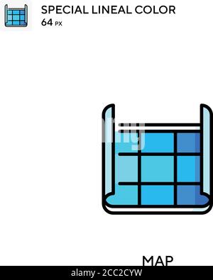 Kartenspezial lineales Farbvektorsymbol. Ordnen Sie Symbole für Ihr Geschäftsprojekt zu Stock Vektor