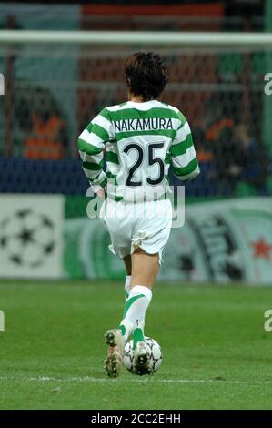 Mailand Italien, 07. März 2007,' SAN SIRO' Stadion, UEFA Champions League 2006/2007 , AC Mailand - FC Celtic : Shunsuke Nakamura in Aktion während des Spiels Stockfoto