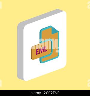 EML-Dokument einfaches Vektorsymbol. Illustration Symbol Design Vorlage für Web mobile UI-Element. Perfekte Farbe isometrisches Piktogramm auf 3d weißen Quadrat. Stock Vektor