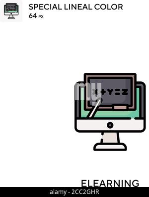 ELearning spezielles lineales Farbvektorsymbol. ELearning-Symbole für Ihr Geschäftsprojekt Stock Vektor