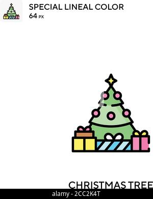 Weihnachtsbaum Spezielle Linienfarbe Vektor-Symbol. Weihnachtsbaum Symbole für Ihr Business-Projekt Stock Vektor