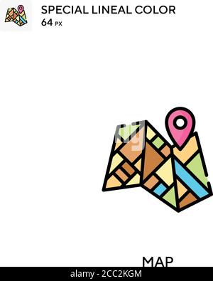 Kartenspezial lineales Farbvektorsymbol. Ordnen Sie Symbole für Ihr Geschäftsprojekt zu Stock Vektor