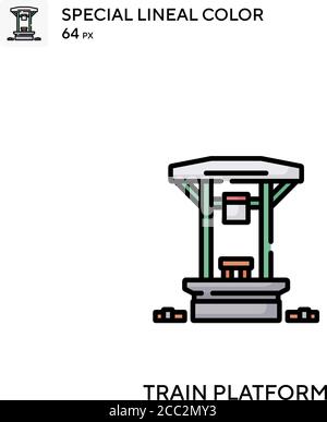 Bahnsteig Spezielle lineare Farbe Vektor-Symbol. Trainieren Sie Plattformsymbole für Ihr Geschäftsprojekt Stock Vektor