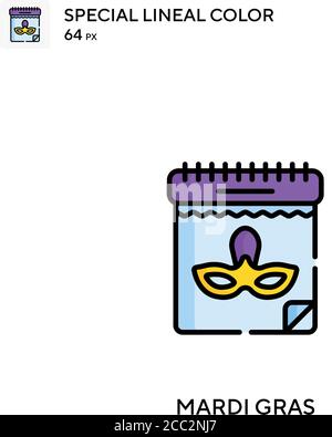 Mardi Gras spezielles lineales Farbvektorsymbol. Mardi gras Icons für Ihr Business-Projekt Stock Vektor