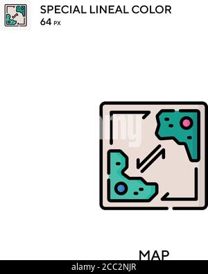 Kartenspezial lineales Farbvektorsymbol. Ordnen Sie Symbole für Ihr Geschäftsprojekt zu Stock Vektor