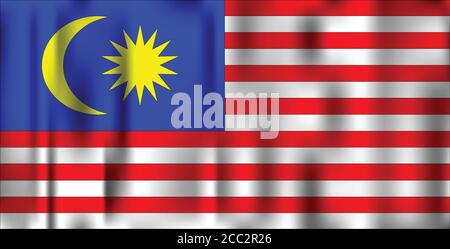 Malaysische Flagge in Stoff. 31. August Malaysia Independence Day Vektor-Illustration. Welleneffekt. Stock Vektor