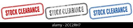 Stock Clearance quadratische isolierte Schild Satz. Stock Clearance Stempel Stock Vektor