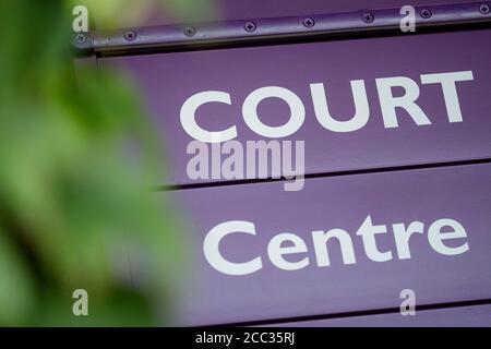 Ein Center Court Schild bei Wimbledon Championships Stockfoto