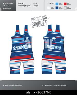 Single-let-Vektorvorlage. Wrestling Trikot Design Vorlage Stock Vektor