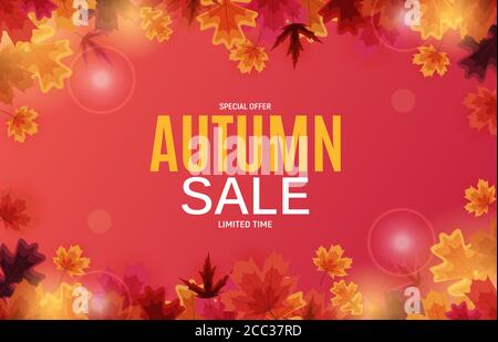 Glänzende Herbstblätter Verkauf Banner. Vektorgrafik Stock Vektor