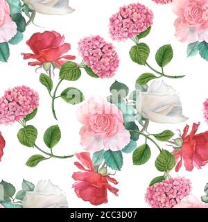 Nahtloses Blumenmuster. Vintage Aquarell Kollektion Stockfoto