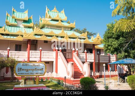 Lumbini, Nepal - Myanmar Goldener Tempel in Lumbini, Nepal. Lumbini, der Geburtsort des Buddha und die acht großen Orte. Stockfoto