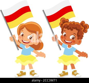 südossetien Flagge in der Hand. Kennzeichen für Kinder. Nationalflagge von südossetien Vektor Stock Vektor