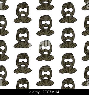 balaclava hat nahtlose Doodle-Muster, Vektor-Illustration Stock Vektor