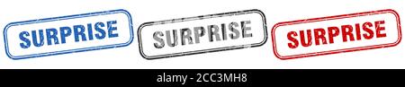 Überraschungsquadrat isoliertes Schilderset. Überraschungsstempel Stock Vektor