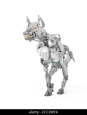 Cyber-Sicherheit Hund ist Stalking in weißem Hintergrund, 3d-Illustration Stockfoto