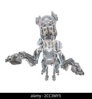 Cyber-Sicherheit Hund ist Angriff in weißem Hintergrund, 3d-Illustration Stockfoto