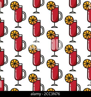 Glühwein nahtlose Doodle-Muster, Vektor-Illustration Stock Vektor