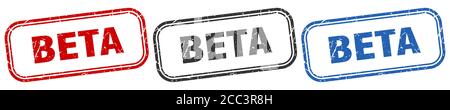 Beta Quadrat isolierte Zeichen-Set. Beta-Stempel Stock Vektor