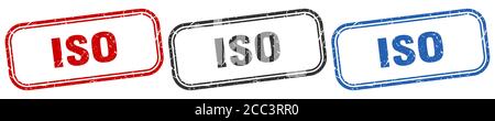 iso quadratisches isoliertes Schilderset. iso-Stempel Stock Vektor