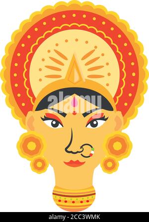 Gesicht der Göttin durga in weißem Hintergrund Vektor Illustration Design Stock Vektor