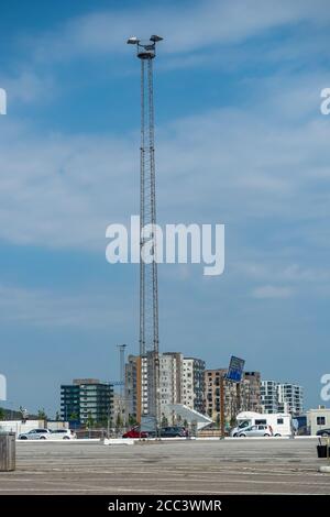 Aarhus Jütland Dänemark 26. August 2019 - Gebäude und Turm In Aarhus Wharf an einem sonnigen Sommernachmittag Stockfoto