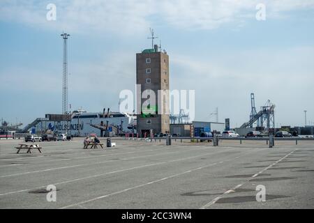 Aarhus Jütland Dänemark 26. August 2019 - Gebäude und Turm In Aarhus Wharf an einem sonnigen Sommernachmittag Stockfoto