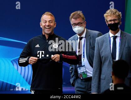 Lissabon, Portugal. 2020. Aug 08. firo Champions League 18/2020 Training FC Bayern München München München München Trainer Hansi FLICK (FCB), Teamchef, Fotograf: Peter Schatz/Pool/via/firosportphoto Quelle: dpa/Alamy Live News Stockfoto