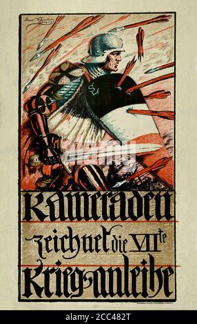 Deutsche Retro-Postkarte mit Kampfbrüderlichkeit aus der Zeit des Ersten Weltkrieges. Deutsches Reich. 1917 Stockfoto