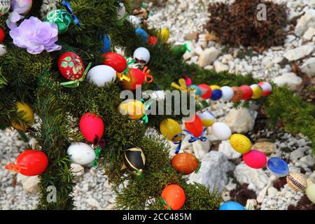 Farbe ostereier (tschechische Tradition) als Urlaubshintergrund Stockfoto