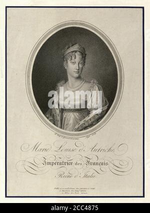 Stich von Marie Louise (1791 – 1847) war eine österreichische Erzherzogin, die von 1814 bis zu ihrem Tod als Herzogin von Parma regierte. Sie war Napoleons seco Stockfoto