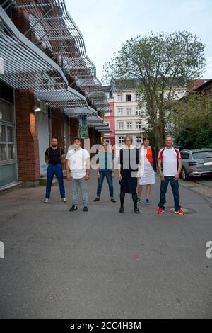 Hundepfleger Gerd Schuster, Darsteller Ibrahim Al-Khalil, Regisseurin Connie Walther, Kamerafrau Birgit Gudjonsdottir, Darstellerin Sabine Winterfeldt Stockfoto