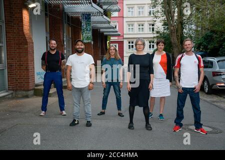 Hundepfleger Gerd Schuster, Darsteller Ibrahim Al-Khalil, Regisseurin Connie Walther, Kamerafrau Birgit Gudjonsdottir, Darstellerin Sabine Winterfeldt Stockfoto