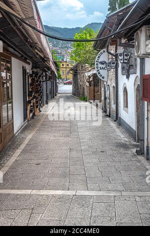 Leere Bascarsija in Sarajevo während der Covid-Krise Stockfoto