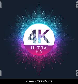 4K Ultra HD-abzeichen Vektor icon. Abstrakte verlaufshintergrund Stil 4 K UHD-TV Symbol Stock Vektor