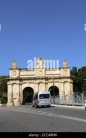 Portes des Bombes in Floriana, Malta. Stockfoto