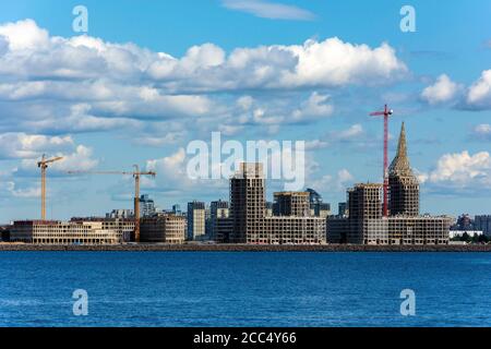 Sankt Petersburg, Bau eines neuen Wohnviertels auf der Insel Vasilievsky, neuer Stadtteil von St. Petersburg Stockfoto