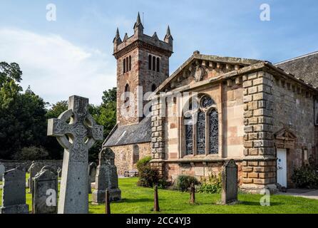 Dirleton Kirk and Graveyard, Dirleton, East Lothian, Schottland Großbritannien. Stockfoto