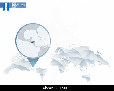 Abstrakte abgerundete Weltkarte mit angehefteten detaillierten Honduras-Karten. Vektorgrafik. Stock Vektor