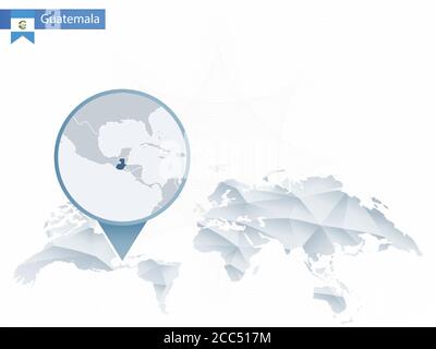 Abstrakte abgerundete Weltkarte mit detaillierter Guatemala-Karte. Vektorgrafik. Stock Vektor